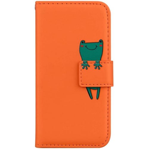  [아마존베스트]QPOLLY Kompatibel mit Samsung Galaxy S10 Huelle Klappbar Ledertasche,Cartoon Tiere Muster PU Leder Handytasche Stander Brieftasche Handyhuelle fuer Galaxy S10 mit Kartenhalter,Orange