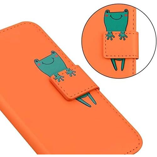  [아마존베스트]QPOLLY Kompatibel mit Samsung Galaxy A10 Huelle Klappbar Ledertasche,Cartoon Tiere Muster PU Leder Handytasche Stander Brieftasche Handyhuelle fuer Galaxy A10 mit Kartenhalter,Orange