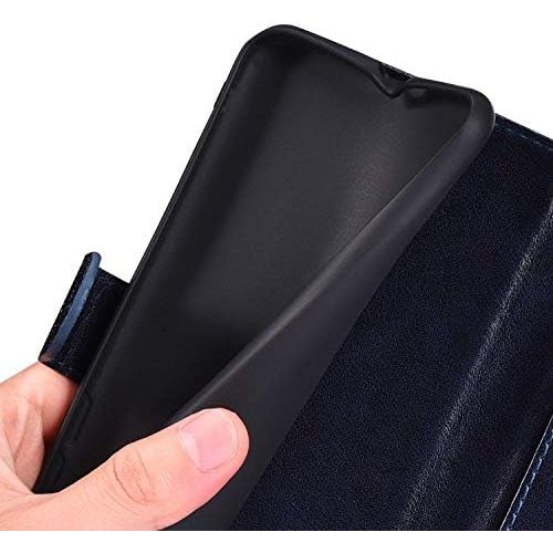  [아마존베스트]QPOLLY Kompatibel fuer Huawei Honor 20 Pro Huelle Leder Tasche Flip Case Spitzeblume Muster Handytasche Magnet Schutzhuelle im Brieftasche-Stil mit Kartenfacher Standfunktion,Blau