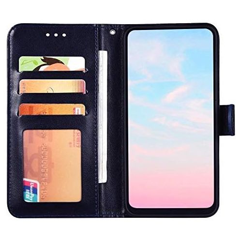  [아마존베스트]QPOLLY Kompatibel fuer Huawei Honor 20 Pro Huelle Leder Tasche Flip Case Spitzeblume Muster Handytasche Magnet Schutzhuelle im Brieftasche-Stil mit Kartenfacher Standfunktion,Blau