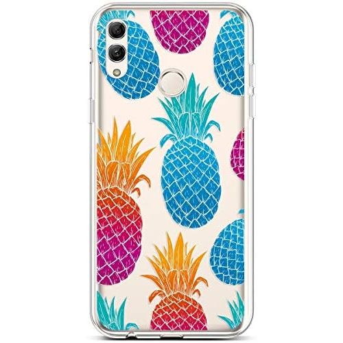  [아마존베스트]Qpolly Compatible with Huawei Honor 10 Lite/P Smart 2019 Silicone Ultra Thin Transparent Protective Case, Pineapple