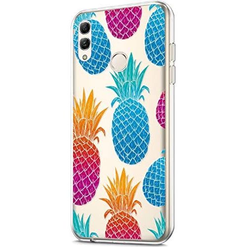  [아마존베스트]Qpolly Compatible with Huawei Honor 10 Lite/P Smart 2019 Silicone Ultra Thin Transparent Protective Case, Pineapple