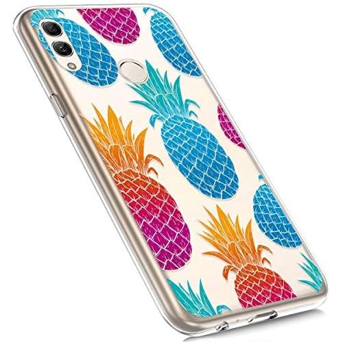  [아마존베스트]Qpolly Compatible with Huawei Honor 10 Lite/P Smart 2019 Silicone Ultra Thin Transparent Protective Case, Pineapple