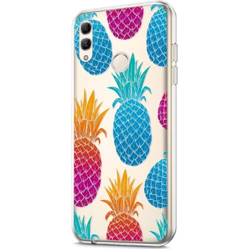  [아마존베스트]Qpolly Compatible with Huawei Honor 10 Lite/P Smart 2019 Silicone Ultra Thin Transparent Protective Case, Pineapple