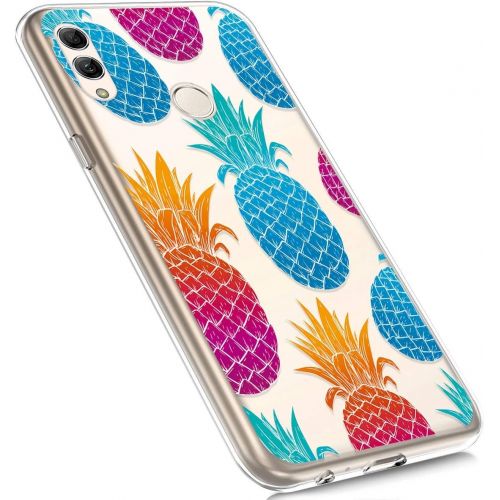  [아마존베스트]Qpolly Compatible with Huawei Honor 10 Lite/P Smart 2019 Silicone Ultra Thin Transparent Protective Case, Pineapple