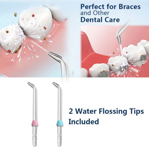  QQCute QQcute Water Flosser Cordless Oral Irrigator - IPX7 Portable Rechargeable Tooth Cleaner Whitening with 3 Modes Dental Water Jet Tips, Travel and Home Use