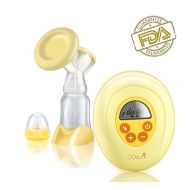 [아마존베스트]QQcute Single Electric Breast Pump Comfort Breastpump Breastfeeding Kit with Portable Breastmilk Bottle,2 Mode Massage & Suction,BPA Free Safe, Yellow