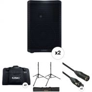 QSC CP8 Compact Loudspeakers with Bags, Stands, and Cables Kit (Pair)