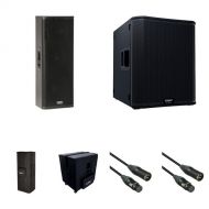 QSC KW153 Active Loudspeaker Kit with KS118 Active Subwoofer, Padded Covers, and XLR Cables