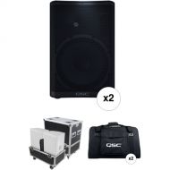 QSC CP12 Dual Compact Powered Loudspeaker Kit with Hard Case