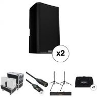 QSC K12.2 Powered Portable PA Speaker Kit with Two Speakers, Flight Case, Stands, Cables