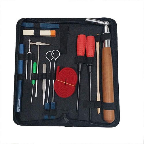  QStyle Piano Tuning Kit - Professional 16 pcs Tools Including Tune Hammer Lever Felt, Mutes, Fork