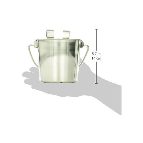  QT Dog Flat Sided Stainless Steel Bucket with Hooks, 1 Quart