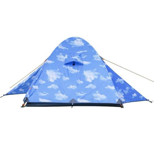  QTDS Dome Outdoor Camping Hand mit Aluminiummastzelt 3-4 Personen Outdoor Klettern Doppeltuerzelt