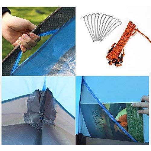  QTDS Dome Outdoor Camping Hand mit Aluminiummastzelt 3-4 Personen Outdoor Klettern Doppeltuerzelt