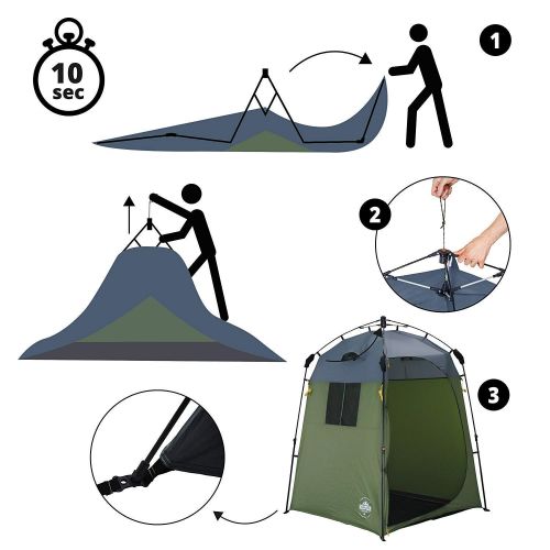  QTDS Outdoor-Pop-up-Duschzelt, Privacy-WC-Staender Camping, wasserdicht, wasserdicht, geeignet fuer Picknick-Strand-Park-Rasen-Feld-Reise, gruen
