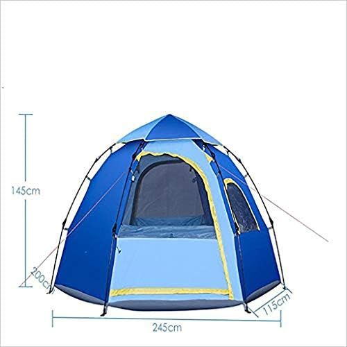  QTDS Im freien automatische Zelt 5-6 Personen Hexagon Freizeit Yurt Campingzubehoer blau