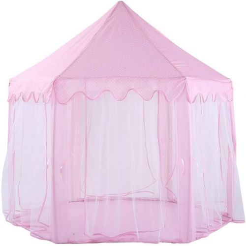  QTDS langlebiges Spielzelt Princess Castle Pink - tragbare Kinderspielzelt - Hexagon Mesh Spielzimmer Moskitonetz Babyspielzeughaus - Innen- und Aussenbereich Kinderzelt