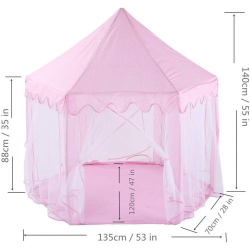  QTDS langlebiges Spielzelt Princess Castle Pink - tragbare Kinderspielzelt - Hexagon Mesh Spielzimmer Moskitonetz Babyspielzeughaus - Innen- und Aussenbereich Kinderzelt