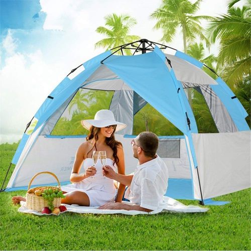  QTDS Grosse Groesse 3-4 Person Pop Up Strand Zelt Tragbare Sun Shelter Automatische Sofortige Familie UV Schutz Baldachin Zelt Fuer Camping Angeln Wandern Picknicken Ultralight Baldach