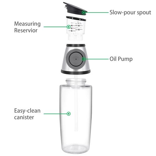  QTKJ Olive Oil Vinegar Dispenser Bottle 17 Oz Oil Bottle Glass with No Drip Bottle Spout, Measuring Oil Pourer for Kitchen