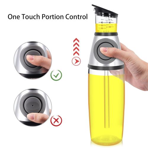  QTKJ Olive Oil Vinegar Dispenser Bottle 17 Oz Oil Bottle Glass with No Drip Bottle Spout, Measuring Oil Pourer for Kitchen