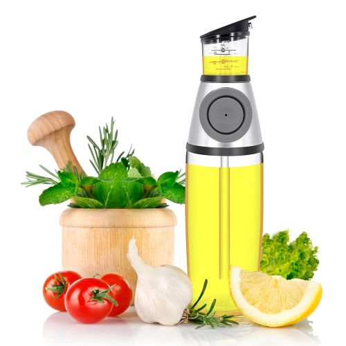  QTKJ Olive Oil Vinegar Dispenser Bottle 17 Oz Oil Bottle Glass with No Drip Bottle Spout, Measuring Oil Pourer for Kitchen