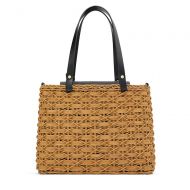 QTKJ Retro Summer Straw Tote Bag Beach Bag Handwoven Rattan Crossbody with Adjustable Leather Shoulder Handbag Bag for Women Mom (Khaki)