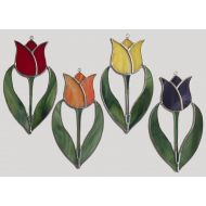 QTSG Handmade Stained Glass Tulip Suncatcher