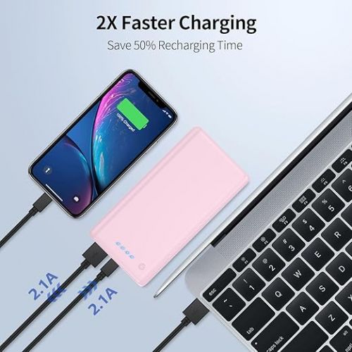  Portable Charger Power Bank 26800mah,Ultra-High Capacity Safer External Cell Phone Battery Pack,2 USB Output High Speed Charging Power bank Compatible with iPhone 15/14/13/12/11 Samsung Android-Pink