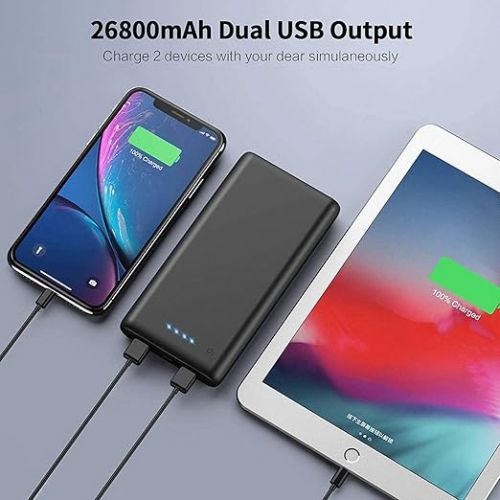  Portable Charger Power Bank 26800mah,Ultra-High Capacity Safer External Cell Phone Battery Pack,2 USB Output High Speed Charging Power bank Compatible with iPhone 15/14/13/12/11 Samsung Android LG etc