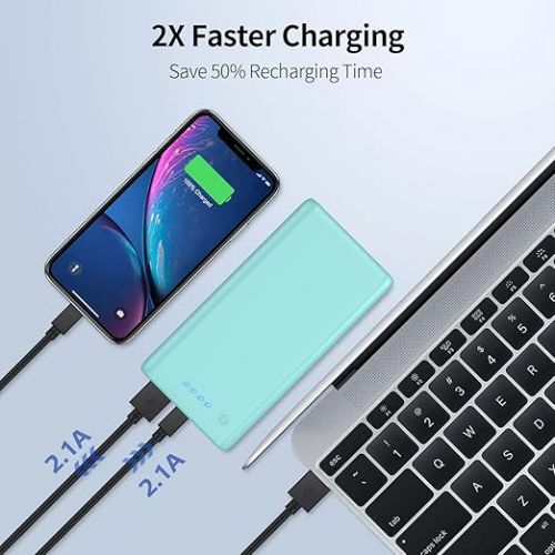  Portable Charger Power Bank 26800mah, Ultra-High Capacity Safer External Cell Phone Battery Pack with High-Performance Cells & 2 USB Output Compatible with iPhone 15 14 13 12 11 Samsung Android-Green