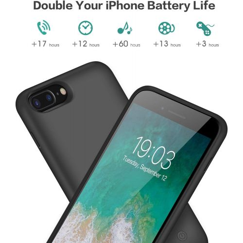  [아마존베스트]QTshine Battery Case for iPhone 8plus/7plus/6 Plus/6s Plus, Upgraded [8500mAh] Protective Portable Charging Case Rechargeable Extended Battery Pack for Apple iPhone 8plus/7plus/6 Plus/6s P