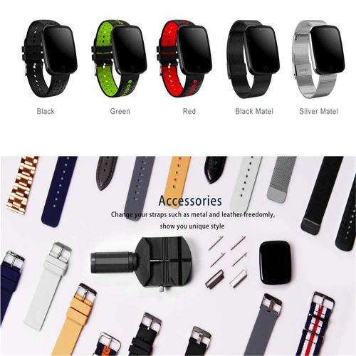  QUARKJK Smart Bracelet Pro Color Screen Waterproof Wristband Heart Rate Monitor Blood Pressure Measure Fitness Tracker Band,Red