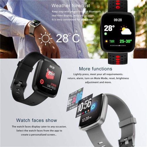  QUARKJK Smart Bracelet Pro Color Screen Waterproof Wristband Heart Rate Monitor Blood Pressure Measure Fitness Tracker Band,Red