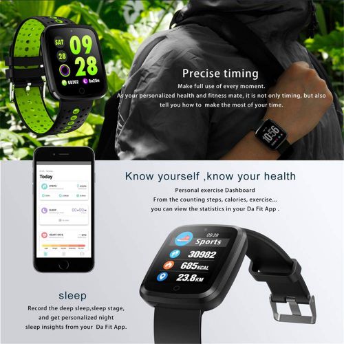  QUARKJK Smart Bracelet Pro Color Screen Waterproof Wristband Heart Rate Monitor Blood Pressure Measure Fitness Tracker Band,Red