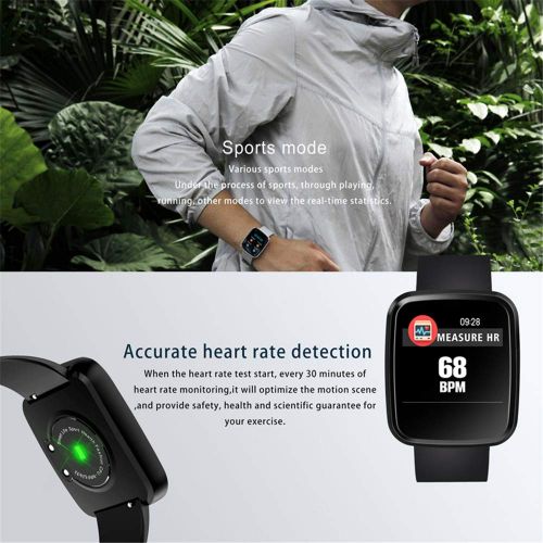  QUARKJK Smart Bracelet Pro Color Screen Waterproof Wristband Heart Rate Monitor Blood Pressure Measure Fitness Tracker Band,Red