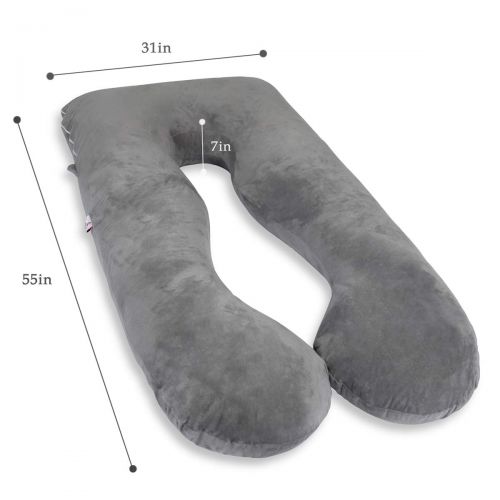  QUEEN ROSE Pregnancy Pillow and U-Shape Full Body Pillow with Velvet Cover,Blue and Gray