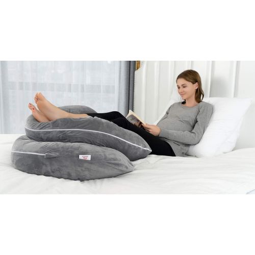  QUEEN ROSE Pregnancy Pillow - Full Body Maternity Pillow U Shaped,Support Back/Neck/Head with Velvet Cover,Gray