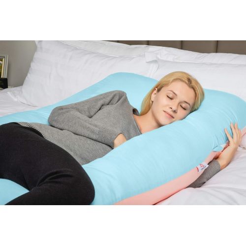  QUEEN ROSE Full Body Pregnancy Pillow, U-Shaped Maternity Pillow for Pregnant Women with Cotton Cover,Great for Anyone,Light Multi