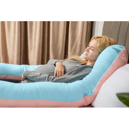  QUEEN ROSE Full Body Pregnancy Pillow, U-Shaped Maternity Pillow for Pregnant Women with Cotton Cover,Great for Anyone,Light Multi