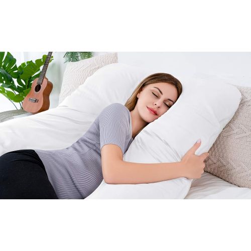  [아마존베스트]QUEEN ROSE Pregnancy Pillow, U-Shaped Full Body Pillow for Back Support with Cotton Cover for Anyone,White