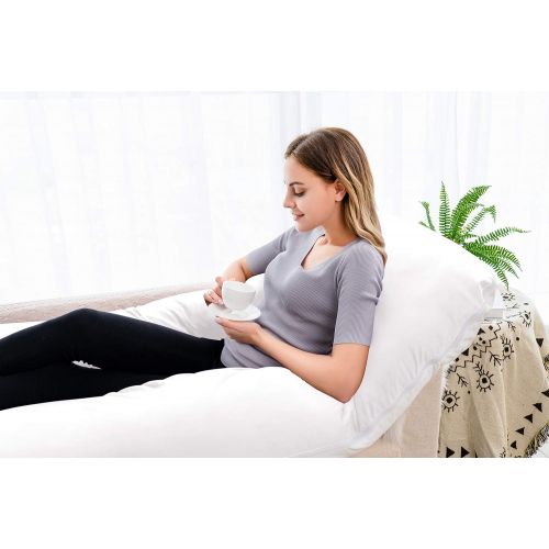  [아마존베스트]QUEEN ROSE Pregnancy Pillow, U-Shaped Full Body Pillow for Back Support with Cotton Cover for Anyone,White