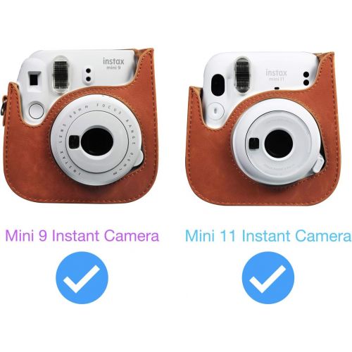  QUEEN3C Instant Mini 11 Protective Case, for Mini 11 Instant Camera, with Adjustable Shoulder Strap. (Case Only, Brown)