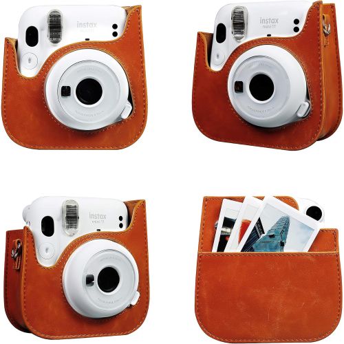  QUEEN3C Instant Mini 11 Protective Case, for Mini 11 Instant Camera, with Adjustable Shoulder Strap. (Case Only, Brown)