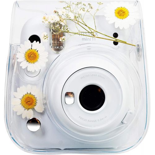  QUEEN3C Dry Flower Instant Mini 11 Protective & Portable Case, Designed for Mini 11 Instant Camera Also Compatible with Mini 9, Mini 8 Instant Camera. (Daisy Gypsophila)