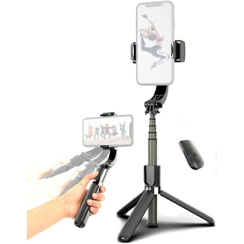  QUMOX Bluetooth Selfie Stick Tripod with Stabilizer One-Axis Gimbal for iPhone Android