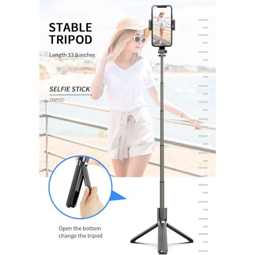  QUMOX Bluetooth Selfie Stick Tripod with Stabilizer One-Axis Gimbal for iPhone Android
