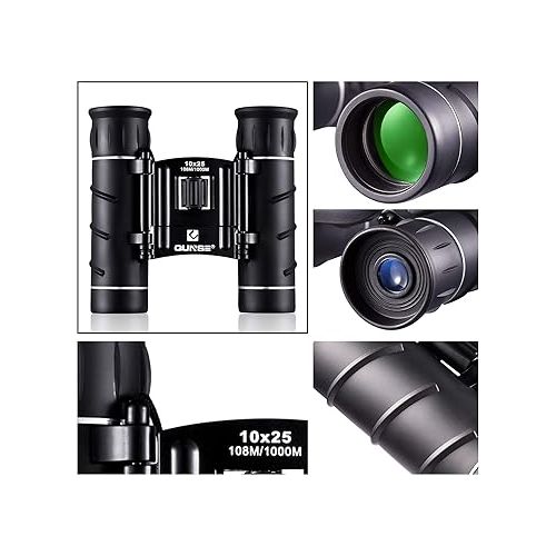  Mini Pocket Small Binoculars, 10x25 Bird Watching Compact Folding Binoculars with Waterproof for Adults/Kids/Travelling/Sightseeing/Hunting