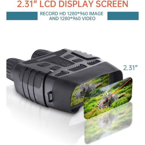  [아마존베스트]QUNSE Digital Night Vision Binocular 7 x 31 mm 2.31 Inch TFT LCD Screen with 32 GB Card, 4X with Digital Zoom Function, Comfortable Viewing